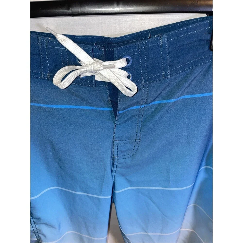 American Tall Board Shorts Men’s Size 30 Blue Striped Drawstring Pocket Ins 11